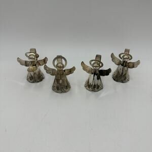 Vintage Silver Plate Christmas Angel Napkin Rings 1.5" Table Decor Set of 4